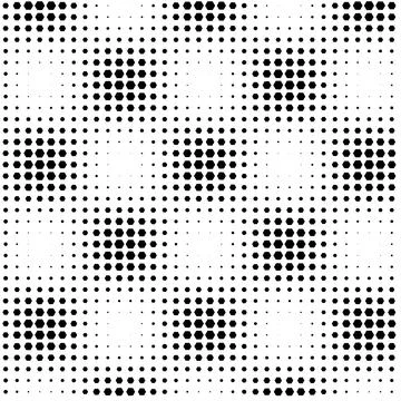 Abstract geometric monochrome halftone pattern with varying sizes of black .. Stock Illustration