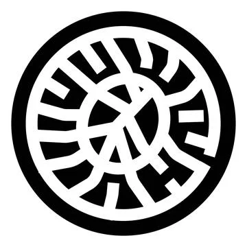 Abstract geometric monochrome labyrinth pattern within a circle Stock Illustration