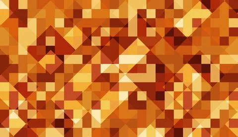 Abstract geometric mosaic background with dynamic orange and yellow squares and Stock Illustration