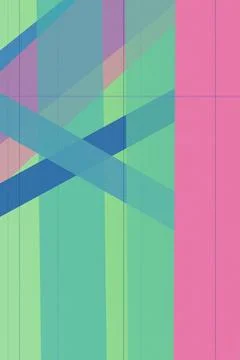 Abstract geometric mosaic design with intersecting shapes in teal, green, b.. Stock Illustration
