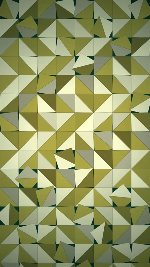 Abstract Geometric Mosaic Pattern Background, Yellow and Gray Triangles Stock Footage 347695393