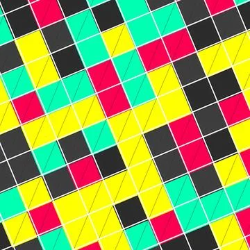 Abstract Geometric Mosaic Pattern with Colorful Square Tiles and Diagonal Lines Illustrazione stock