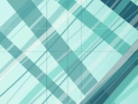 Abstract geometric mosaic pattern in cool teal and aqua tones, featuring la.. Stock Illustration