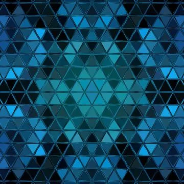 Abstract geometric mosaic Pattern with Triangles in blue color Illustrazione stock