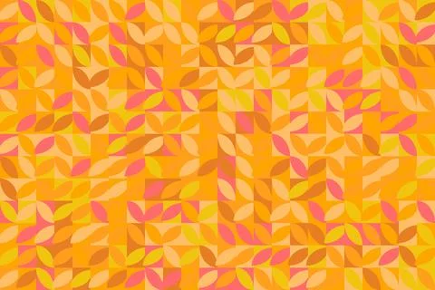 Abstract Geometric Mosaic Pattern with Vibrant Warm Leaf Shapes Graphic Desig Stock Illustration