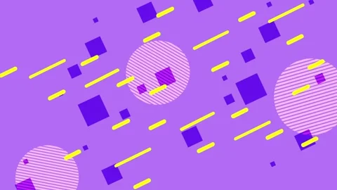 Abstract geometric motion background with animated purple squares and yello.. Vídeos de archivo 334268056