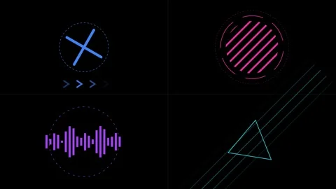 Abstract geometric motion graphics animation with neon elements Video stock 345285800