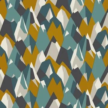 Abstract Geometric Mountain Landscape Pattern in Earth Tones. Stock Illustration