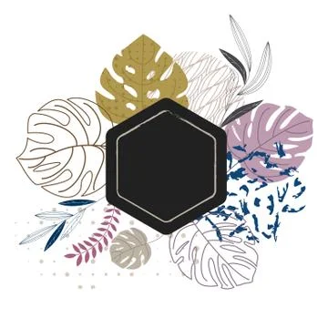 Abstract geometric natural elements. Leaves, blades of grass and twigs. Stockillustratie