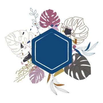 Abstract geometric natural elements. Leaves, blades of grass and twigs. Illustrazione stock