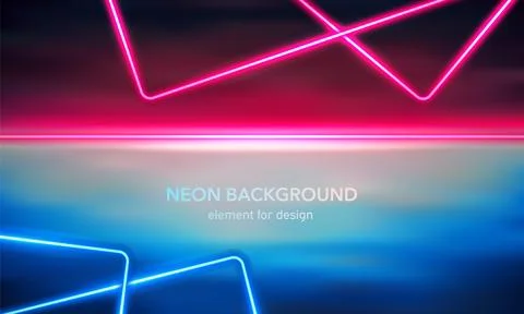 Abstract geometric neon background. Lights line, luminous squares with neon.. Stock Illustration