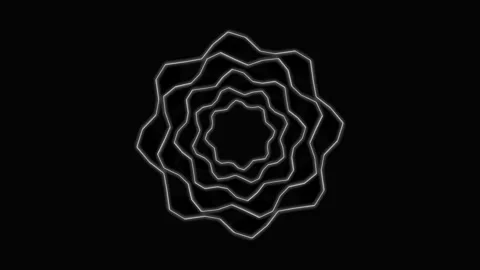 Abstract geometric neon flower pulsating on black background loop. Video stock 341770766