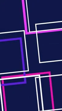 Abstract geometric neon frames glow in magenta, pink, and white over a deep.. Ilustração Stock