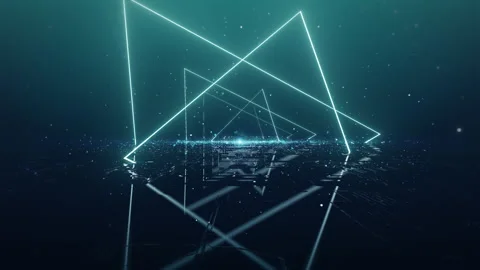 Abstract Geometric Neon Glowing Lines Corridor Loop Stock Footage 336778802