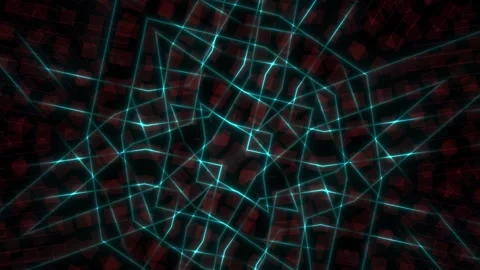 Abstract Geometric Neon Lines Pulsating on Dark Textured Background. Stock Footage 333913637