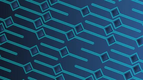 Abstract Geometric Neon Pattern with Cyan Lines and Dark Background Stock Illustration