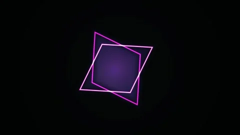 Abstract Geometric Neon Shapes Glowing on Black Background. Stock Footage 334457633