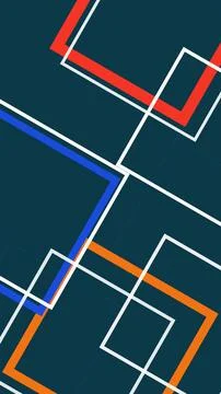 Abstract geometric neon square frames intersect at angles, creating a crisp.. Stock-Illustration
