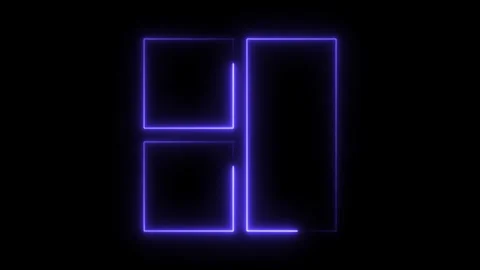 Abstract geometric neon square glowing pattern on black background motion g.. Stock Footage 308713314