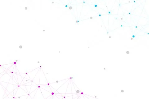 Abstract Geometric Network Background with Blue and Pink Connected Dots and.. Illustrazione stock