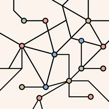 Abstract geometric network background with connected lines and pastel nodes. Stock Illustration