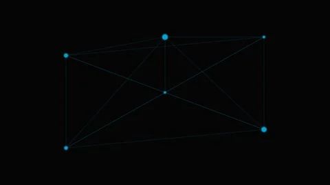Abstract geometric network of blue nodes connected by thin lines on black Stock Footage 339615107