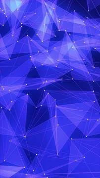 Abstract geometric network of blue polygons connected by white points over a  イラスト素材