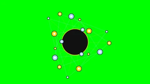 Abstract geometric network with a central black hole on green background Stock Footage 340263305
