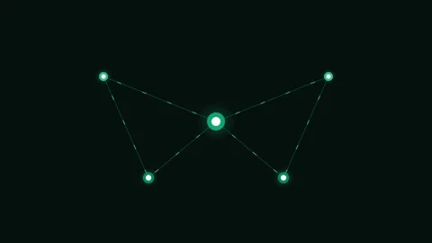 Abstract geometric network constellation with glowing nodes on black backgrou Stock Footage 338309996