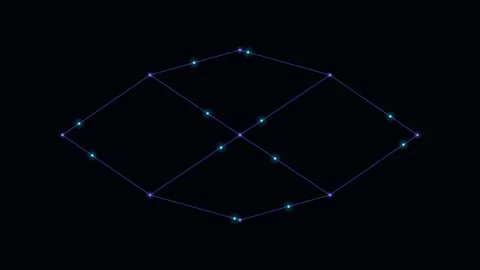 Abstract geometric network of glowing blue nodes connected by thin lines Stock Footage 339618384