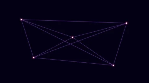 Abstract geometric network of glowing purple nodes connected by thin lines Stock Footage 338311253