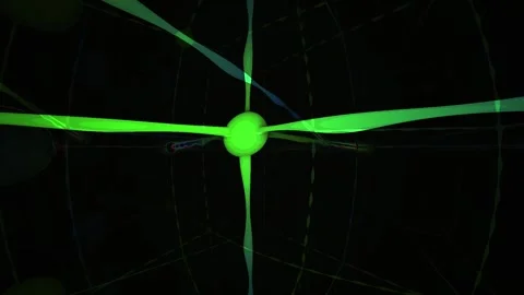 Abstract Geometric Network Grid with Glowing Elements in Dark Space. Stock Footage 333913709