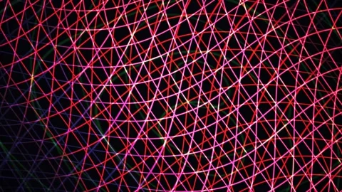 Abstract Geometric Network Grid Pattern with Neon Lights. Stock Footage 334458374