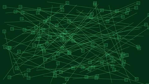 Abstract geometric network of interconnected lines and nodes on dark backgrou Stock Illustration