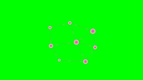 Abstract geometric network of interconnected pink spheres on green background Video stock 340903769