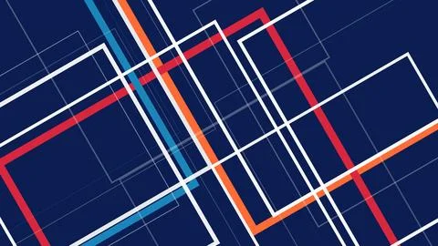 Abstract geometric network lines in deep navy with red, white, and light bl.. Stock Illustration