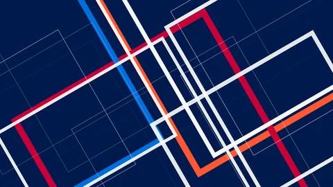 Abstract geometric network lines in deep navy with red and white accents cr.. Stock Illustration