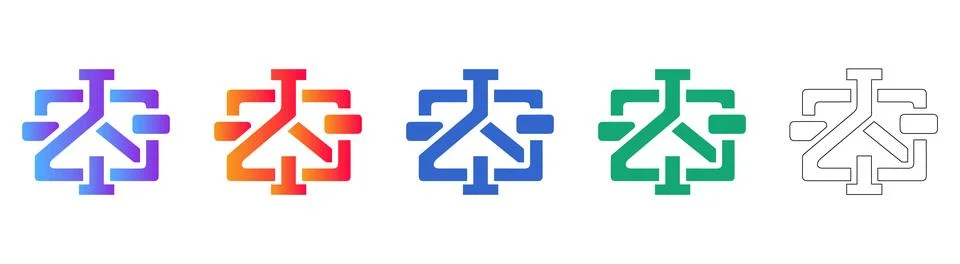 Abstract Geometric Network Node Icon Set Illustrazione stock
