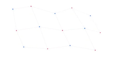 Abstract geometric network nodes connecting across three dynamic digital grid 스톡 동영상 343773769