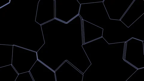 Abstract geometric network pattern expanding and contracting on black backg.. Stock Footage 341690894