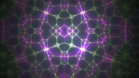 Abstract Geometric Network Pattern with Glowing Purple and Green Lights. Stock Footage 334458211