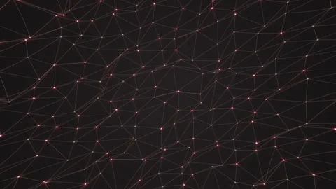 Abstract geometric network with red triangular elements and glowing triangle top Stock Footage 146752246