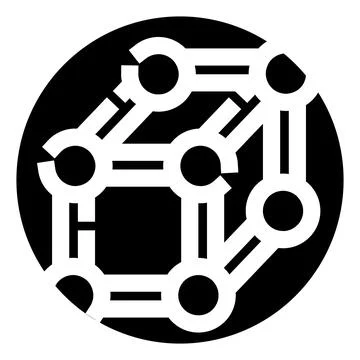 Abstract geometric network structure on black circle Ilustração Stock