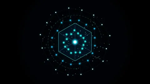 Abstract geometric network structure with interconnected glowing blue and w.. Stock-Footage 345603657