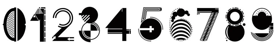 Abstract geometric numerals.Vector font. Stock Illustration