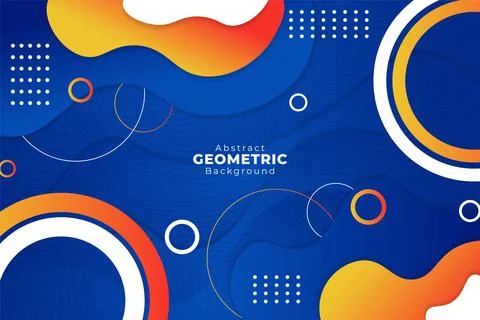 Abstract Geometric Object Background Blue and Orange with Overlapped Liquid S Stock Illustration