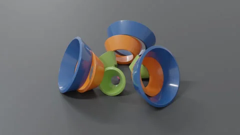 Abstract geometric objects in a contemporary digital environment, realistic 3D Stock Footage 339634245