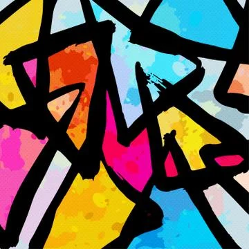 Abstract geometric objects graffiti grunge effect Stock Illustration