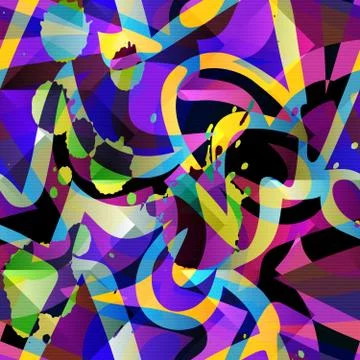 Abstract geometric objects graffiti grunge effect Stock Illustration