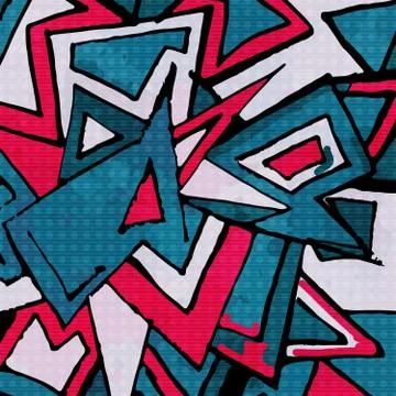 Abstract geometric objects graffiti grunge effect Stock Illustration